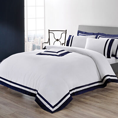 Valeron Nouveau Saten King Nevresim Takımı Lacivert