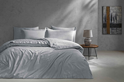 Linens Mix&Match Pamuk Saten Tek Kişilik Saten Nevresim Kılıfı Gri