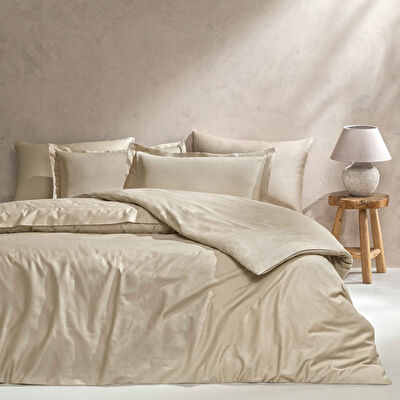 Linens Mix&Match Pamuk Saten 2'li Volanlı Yastık Kılıfı Seti Camel