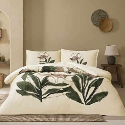 Linens Allday Elony Pamuk Saten Çift Kişilik Nevresim Takımı Ekru