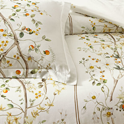 Linens Kamquat Pamuk Saten Çift Kişilik Nevresim Takımı Turuncu