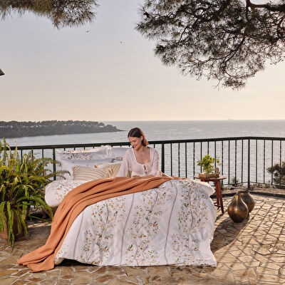 Linens Kamquat Pamuk Saten Çift Kişilik Nevresim Takımı Turuncu