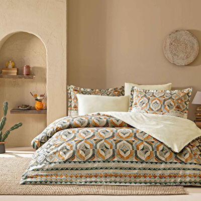 Linens Fresnel Pamuk Saten King Nevresim Takımı Turuncu