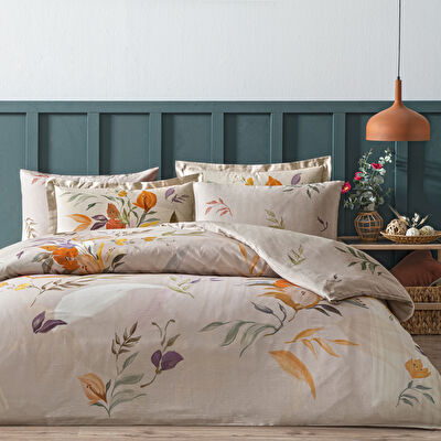 Linens Leina Pamuk Saten King Nevresim Takımı Bej