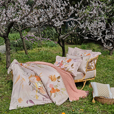 Linens Leina Pamuk Saten King Nevresim Takımı Bej