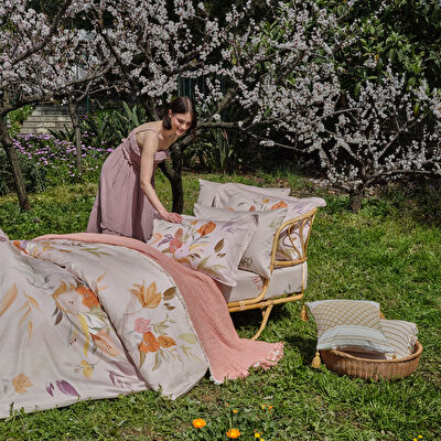 Linens Leina Pamuk Saten King Nevresim Takımı Bej