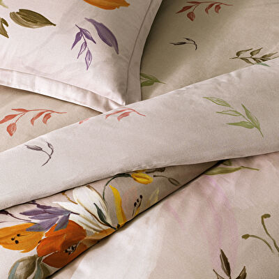 Linens Leina Pamuk Saten King Nevresim Takımı Bej
