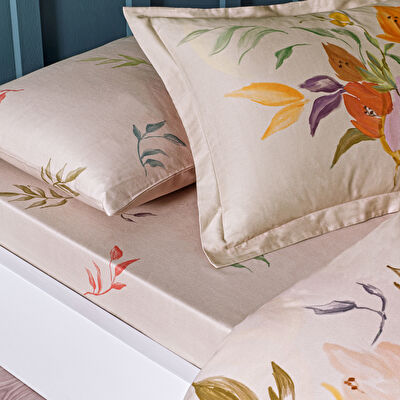 Linens Leina Pamuk Saten King Nevresim Takımı Bej