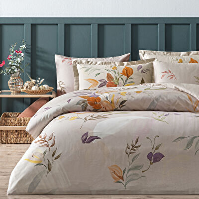 Linens Leina Pamuk Saten King Nevresim Takımı Bej