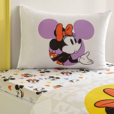 Taç Lisanslı Disney Minnie&Mickey BotanicTek Kişilik Pamuk Pike Takımı