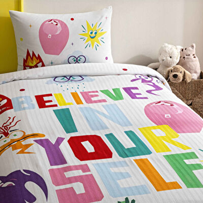 Taç Lisanslı Disney Inside Out Tek Kişilik Pamuk Pike Takımı