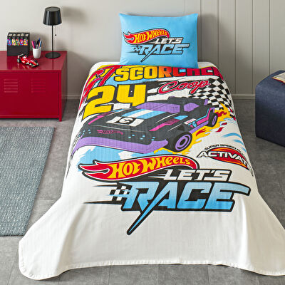 Taç Lisanslı Hot Wheels Fast Tek Kişilik Pamuk Pike Takımı