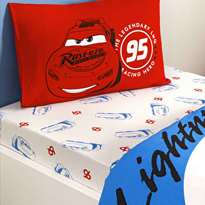 Taç Lisanslı Disney Cars Mcqueen Pamuk Tek Kişilik Nevresim Takımı