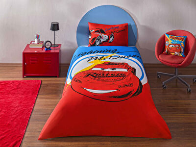 Taç Lisanslı Disney Cars Mcqueen Pamuk Tek Kişilik Nevresim Takımı
