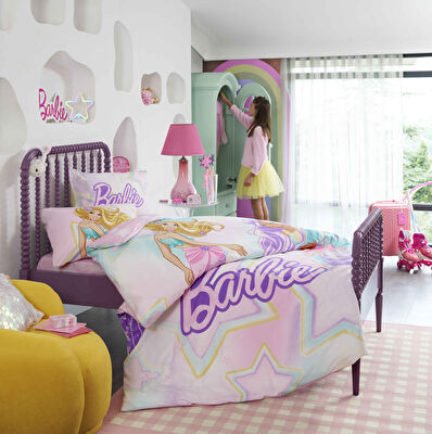 Taç Lisanslı Barbie Mermaid Tek Kişilik Pamuk Nevresim Takımı