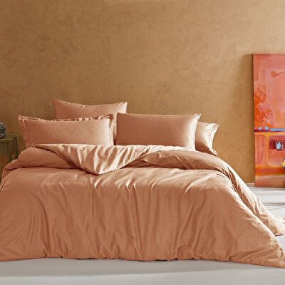 Linens Mix&Match Pamuk Saten Çift Kişilik Saten Nevresim Kılıfı Turuncu