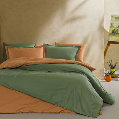 Linens Mix&Match Pamuk Saten Çift Kişilik Saten Nevresim Kılıfı Turuncu