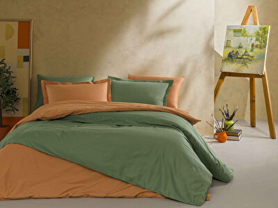 Linens Mix&Match Pamuk Saten Çift Kişilik Saten Nevresim Kılıfı Turuncu