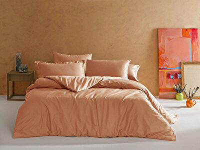 Linens Mix&Match Pamuk Saten Çift Kişilik Saten Nevresim Kılıfı Turuncu