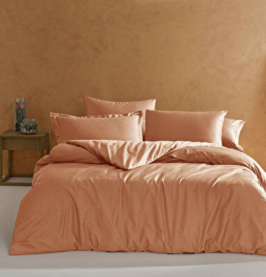 Linens Mix&Match Pamuk Saten Çift Kişilik Saten Nevresim Kılıfı Turuncu