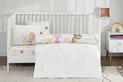 Taç Lisanslı Masha & The Bear Music Baby Pamuk Bebek Nevresim Takımı