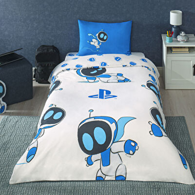 Taç Lisanslı Playstation Astrobot Tek Kişilik Pamuk Nevresim Takımı 100