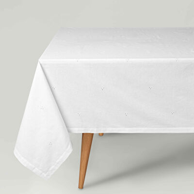 Linens Begonia 150x300 cm Masa Örtüsü Optik Beyaz