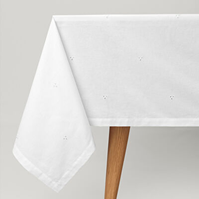 Linens Begonia 150x250 cm Masa Örtüsü Optik Beyaz