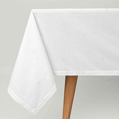 Linens Begonia 150x300 cm Masa Örtüsü Optik Beyaz