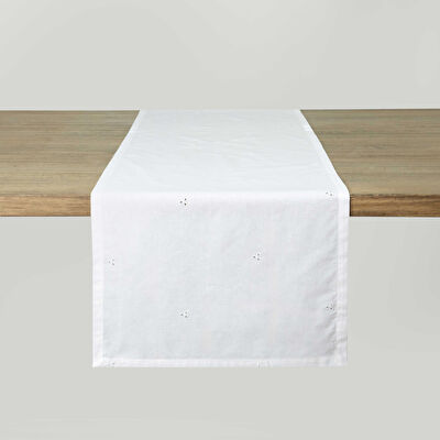 Linens Begonia 45x170 cm Runner Optik Beyaz