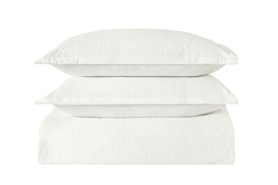 Linens White Collection Glint Çift Kişilik Yatak Örtüsü Seti Beyaz