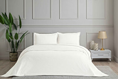 Linens White Collection Glint Çift Kişilik Yatak Örtüsü Seti Beyaz