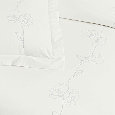 Linens White Collection Magnela UC Pamuk Brode Çift Kişilik Nevresim Takımı Beyaz