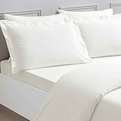 Linens White Collection Siren UC Pamuk Jakar Çift Kişilik Nevresim Takımı Beyaz