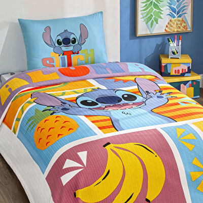 Taç Lisanslı Disney Lilo&Stitch Fruit Pamuk Tek Kişilik Pike Takımı