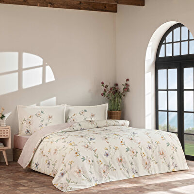 Linens Allday Maris Pamuk Saten Çift Kişilik Nevresim Takımı Pembe