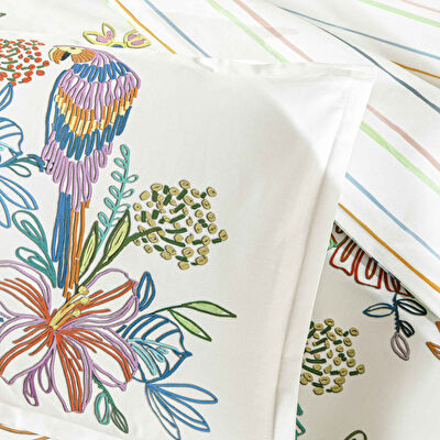 Linens Allday Aster Pamuk Saten Çift Kişilik Nevresim Takımı Beyaz