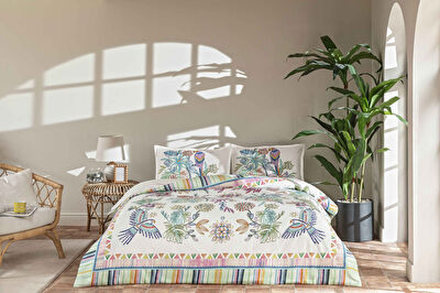 Linens Allday Aster Pamuk Saten Çift Kişilik Nevresim Takımı Beyaz