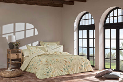 Linens Glima Pamuk Saten Çift Kişilik Nevresim Takımı Bej