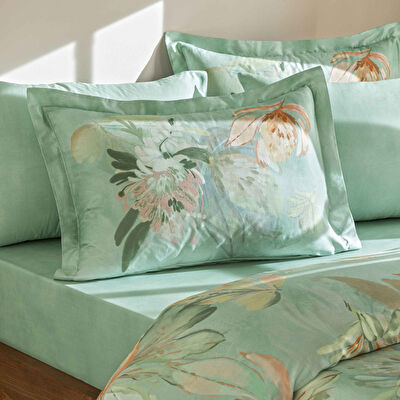 Linens Lario Pamuk Saten Çift Kişilik Nevresim Takımı Mavi