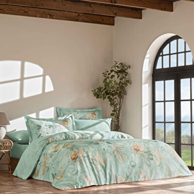 Linens Lario Pamuk Saten King Nevresim Takımı Mavi