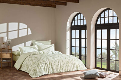 Linens Comia Pamuk Saten Çift Kişilik Nevresim Takımı Yeşil