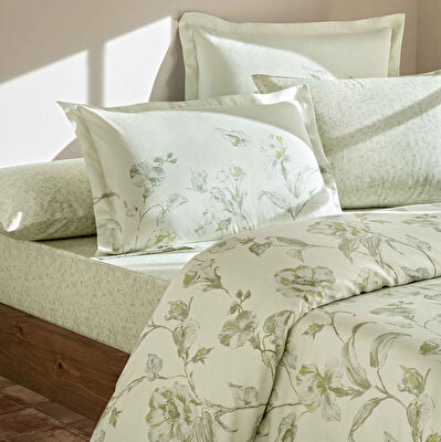 Linens Comia Pamuk Saten King Nevresim Takımı Yeşil