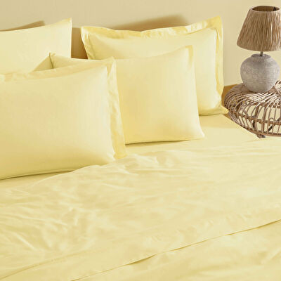 Linens Mix&Match Pamuk Saten Queen Size Lastikli Çarşaf Sarı