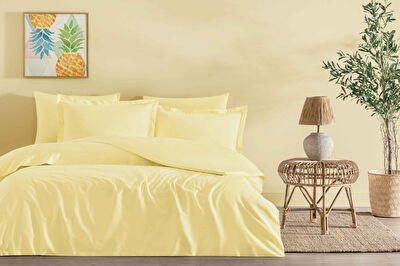 Linens Mix&Match Pamuk Saten Tek Kişilik Saten Nevresim Kılıfı Sarı