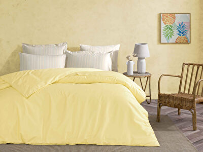 Linens Mix&Match Pamuk Saten Tek Kişilik Saten Nevresim Kılıfı Sarı
