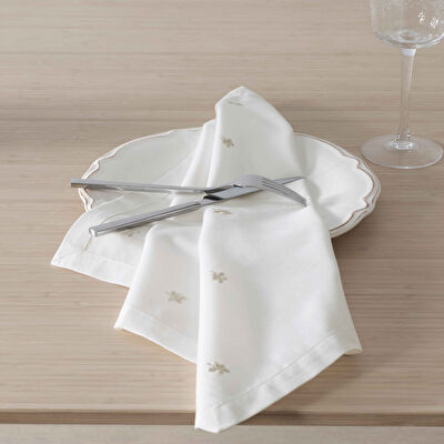 Linens Foglia 2'li 45x45 cm Peçete Ekru-Gold