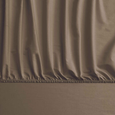 Linens Mix&Match Pamuk Saten Queen Size Lastikli Çarşaf Kahve