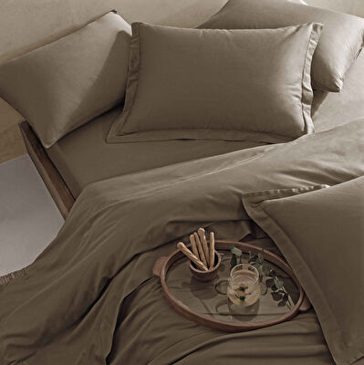 Linens Mix&Match Pamuk Saten Tek Kişilik Nevresim Kılıfı Kahve
