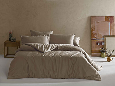 Linens Mix&Match Pamuk Saten Tek Kişilik Nevresim Kılıfı Kahve
